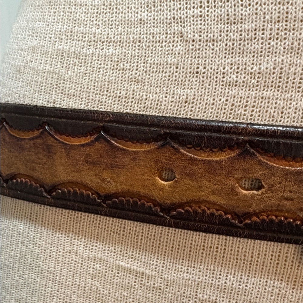 Genuine tooled  leather belt with square dancers and Don on back - Picture 3 of 8